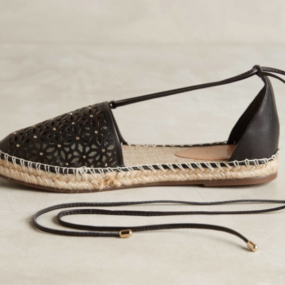 Anthro Jasper & Jeera Rosecut black espadrilles 7 - Picture 2 of 7